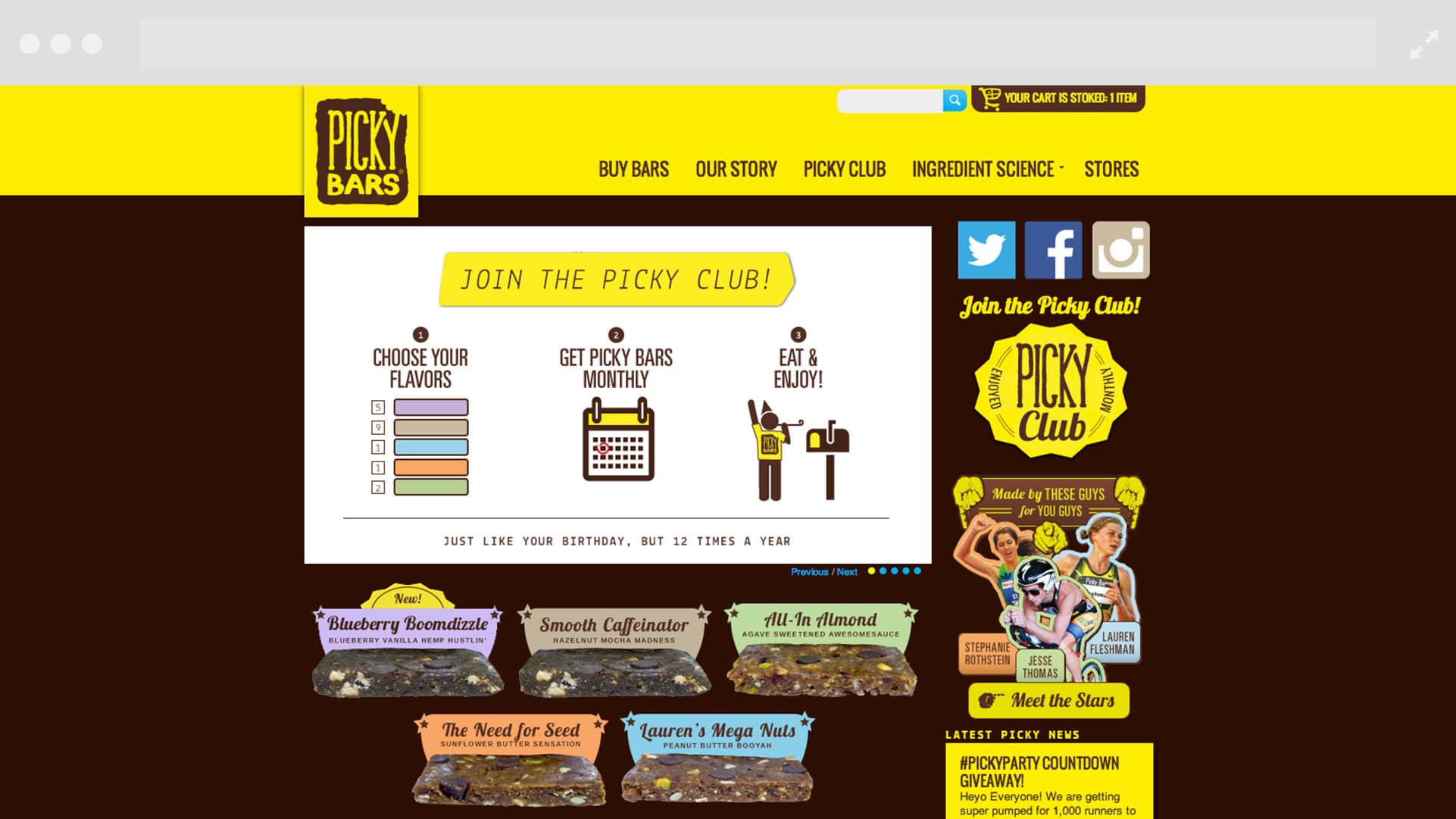 Picky Bars website before 